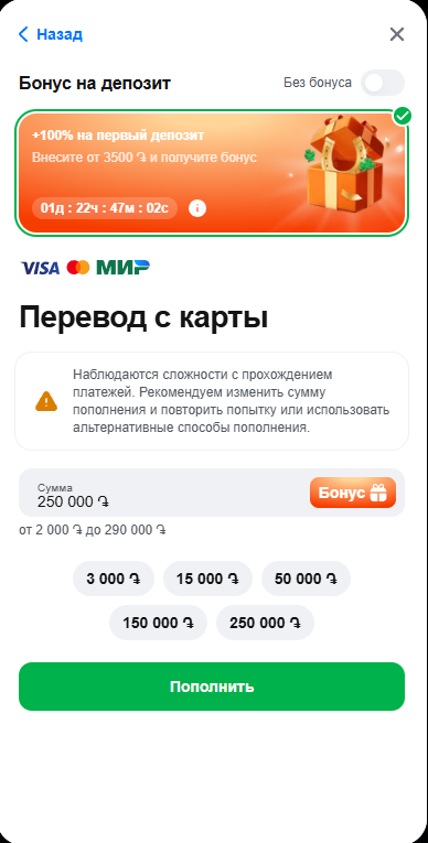 Miqdorni kiritish maydoni skrinshoti